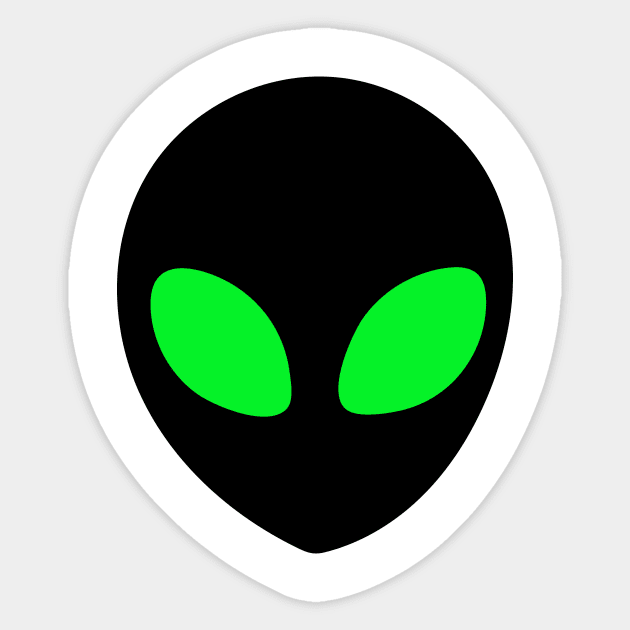 Alien with green eyes design for t-shirts, hoodies, stickers, cases, notebooks, pillows, totes, masks Sticker by Anastasia Letunova